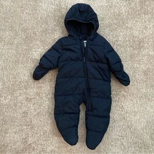Old Navy Baby Snowsuit 3-6M Navy Puffer Bunting Suit Hooded One Piece